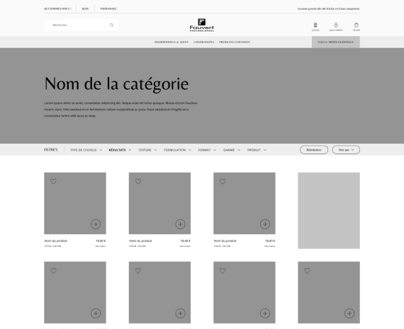 Conception des wireframes Création site e-commerce Marseille pour Fauvert Professionnel, Agence web Marseille Wagaia