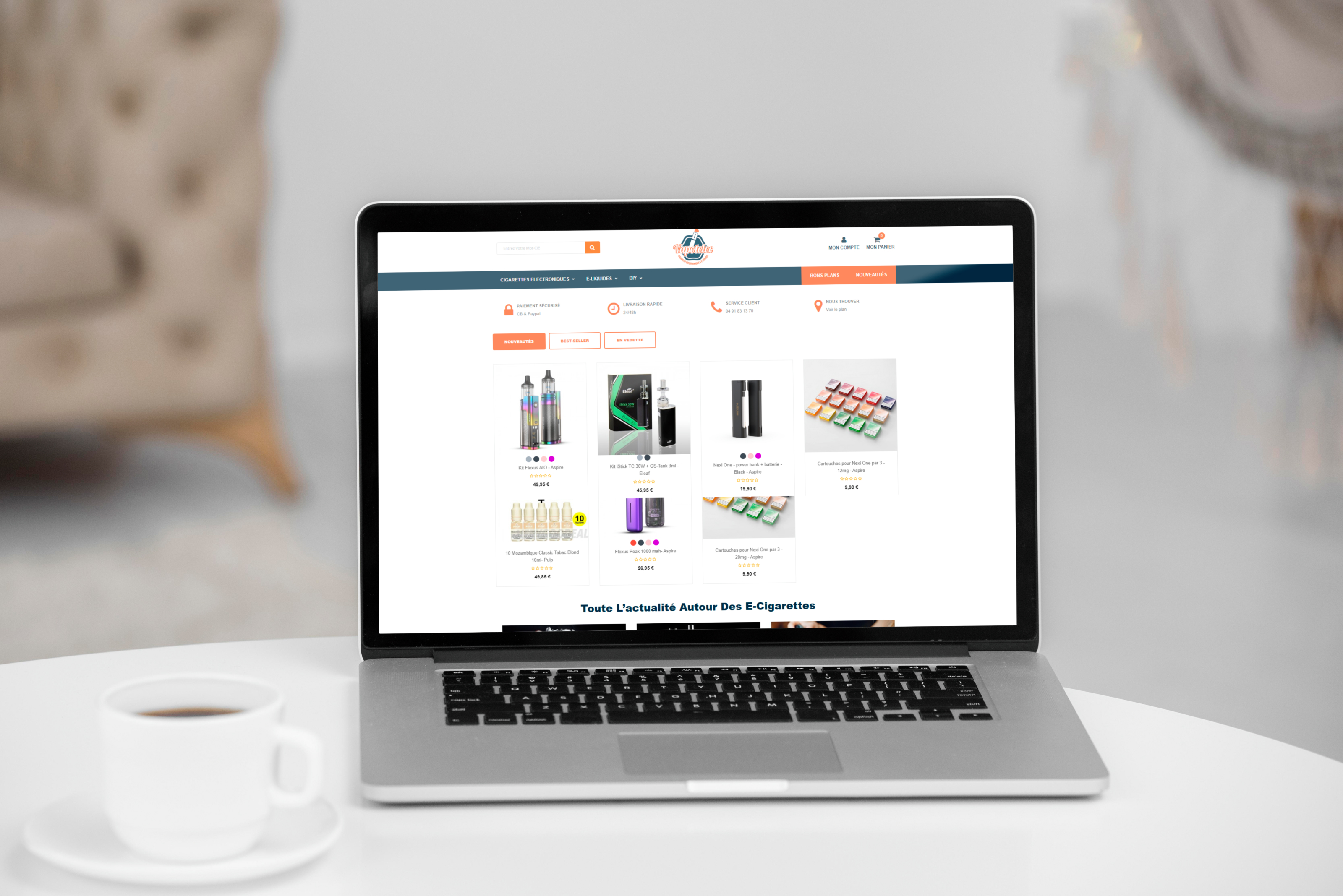 Un site e-commerce Prestashop efficace Création site e-commerce Marseille pour Vapotelec