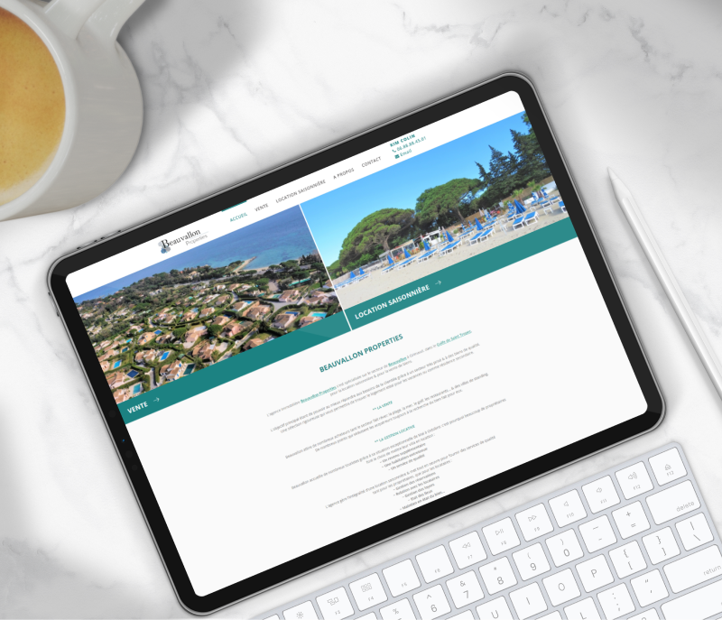 Refonte du site vitrine Création site internet Marseille pour Beauvallon Properties, Agence web Marseille Wagaia