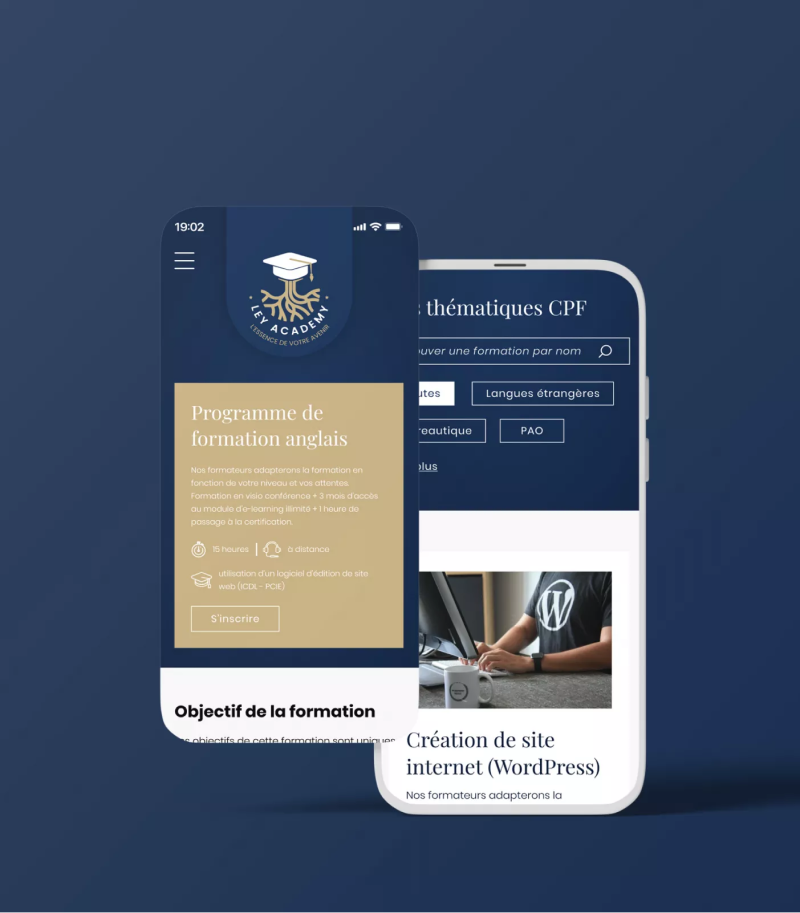 Accompagnement d'un organisme de formation en création Création site internet Marseille pour Ley Academy